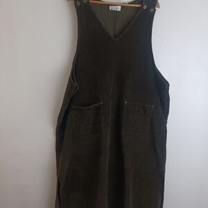 J.l.N.Y green corduroy sleeveless vintage dress with front pockets size 3X